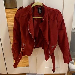 Zara Red suede moto jacket - gently worn